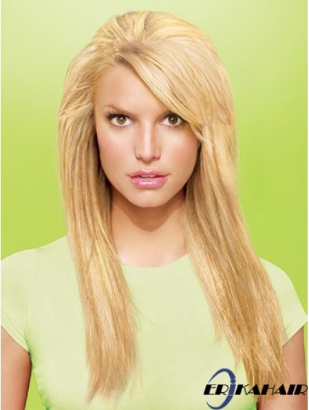 Glatter blonder gerader synthetischer Clip in Haarverlängerungen