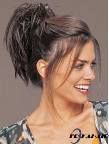 Clip On Haarteile Kurzes Haar mit synthetischer brauner Farbe Straight Style