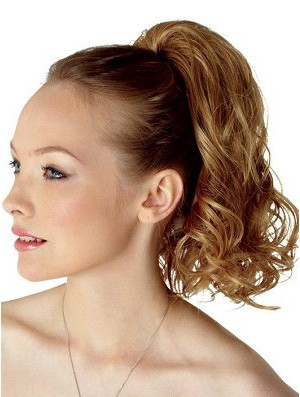 Top Brown Curly Synthetic Clip in Haarteilen