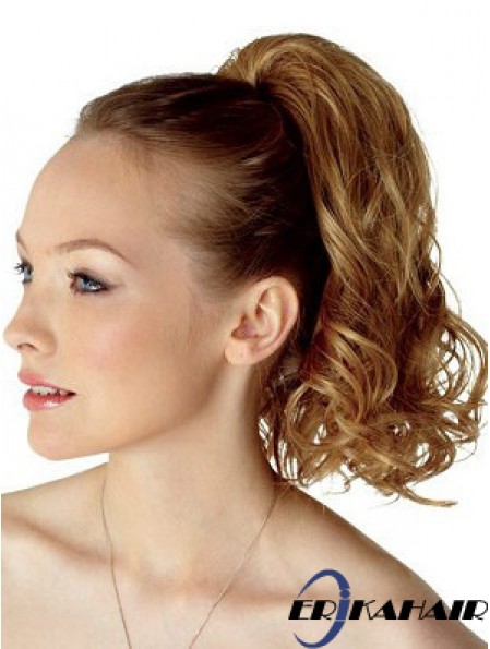 Top Brown Curly Synthetic Clip in Haarteilen