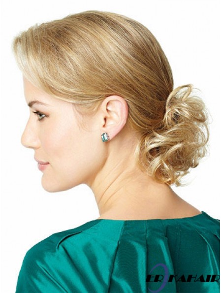 Clip In Haarteile UK Mit Synthetic Blonde Color Curly Style