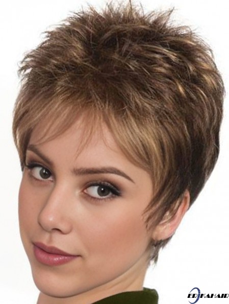 Boycuts Straight Brown Capless Modische kurze Perücken
